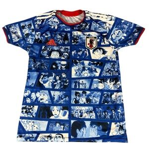Adidas Japan JFA Cartoon Anime Manga Football Soccer Jersey Blue White Medium